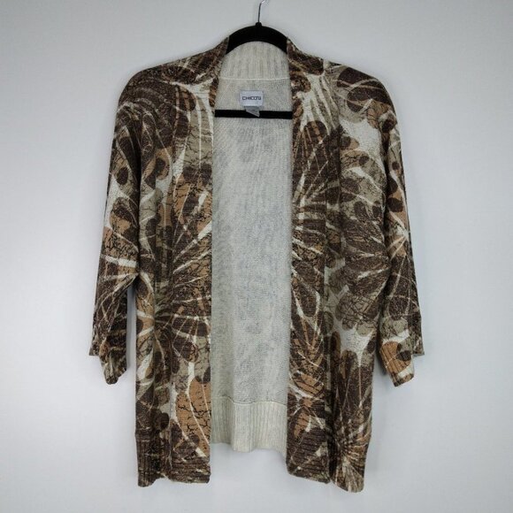Chico's Metallic  Open Front Cardigan Brown Size 1 - Picture 1 of 10